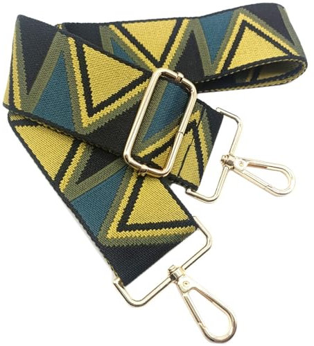 Verstellbarer Schultergurt Taschengurt Breit 5CM Schwarz-Gelb, Taschengurte Breit zum Wechseln mit Karabiner Gold, 80-130 cm Tragegurt Tasche für Damen Schulterriemen, Handtasche, 917