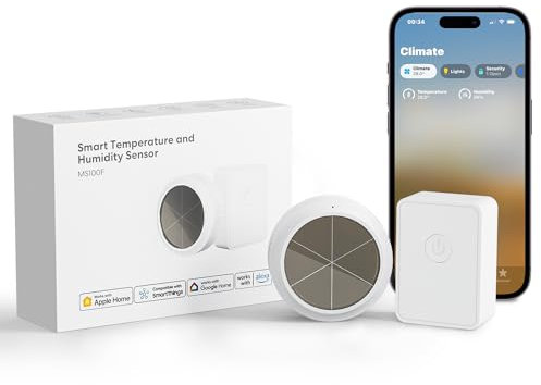 Meross Smart Temperature Humidity Sensor, WiFi Room Thermometer Hygrometer, with Solar Battery/Alert/Data Storage, for Home Automation, Works with HomeKit Alexa Google Home SmartThings, Hub Included