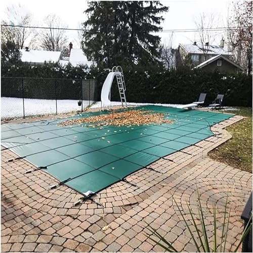 Copertura Per Piscina Interrata Con Ancore E Molle Per Copertura In Legno/copertura Per Piscina Invernale Montata Su Pavimento In Cemento, Rete Di Copertura Di Sicurezza (5.5mx6m(18ftx19ft))
