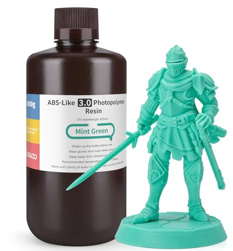 ELEGOO 405nm ABS-Like Resin 3.0, UV-Härtendes 3D Resin mit Hohe Präzision, Nicht Spröde, Verbesserte Festigkeit und Zähigkeit für LCD/DLP 3D Drucker Photopolymer Harz Minzgrün 1000g