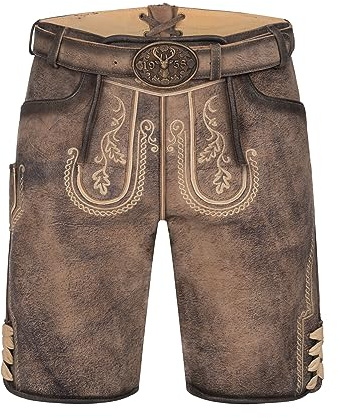 Krüger 962065-0-0007 Magnus Pantalon court en cuir pour homme avec ceinture Longueur genou Marron, marron, 54