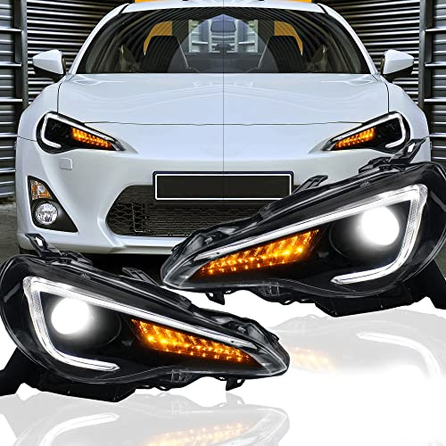 VLAND Scheinwerfer-Komplettsets Kompatibel mit Toyota GT86 FT86 2012-2021/Kompatibel mit Subaru BRZ 2013-2021/ FR-S 2013-2016 mit sequenziellem Blinker