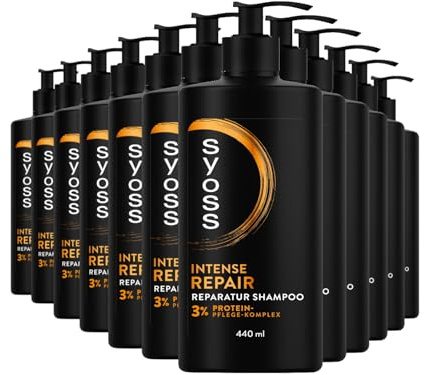 Syoss Shampoo Repair (12x 440 ml), Haarshampoo für trockenes und geschädigtes Haar, Hair Repair Shampoo beugt Haarschäden vor, Formel mit Amino-Komplex & Wakame-Alge