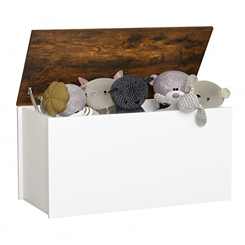 GOPLUS Spielzeugtruhe aus Holz, Aufbewahrungstruhe für Kinder mit Sitz & Deckel & großem Stauraum für Kindersachen, Spielzeugkiste für Kinderzimmer Wohnzimmer, 90 x 45 x 45,5 cm
