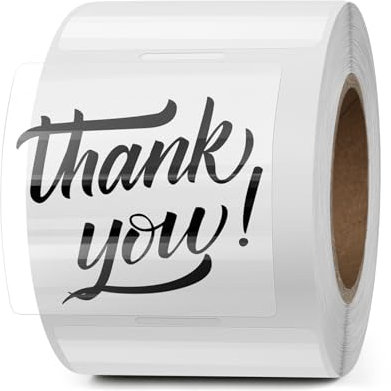 YIKIADA Transparente Thermoetiketten Vinyl 50 × 50 mm Rolle Quadratisch Selbstklebend Wasserdicht Aufkleber für Büro LOGO QR Code DIY 300 Stück