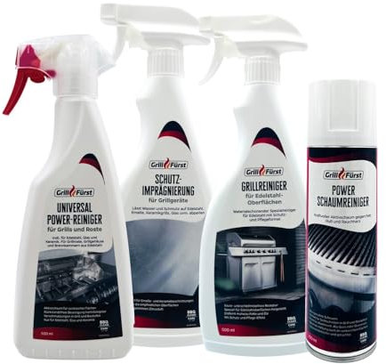 Grillfürst Grillreiniger-Set für Enders Kansas II Pro/Monroe Pro - Grillreiniger und Schutzimprägnierung für Edelstahlgrills - 4er Set