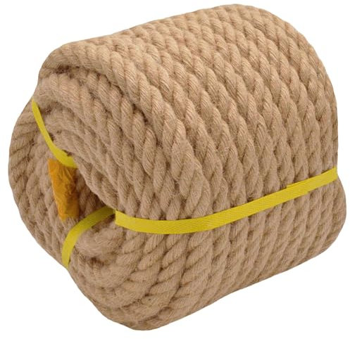 Verdrehtes Manila-Juteseil (1,9 cm x 45,7 m) natürliches dickes Hanfseil für Handwerk, nautisch, Geländer, Hängematte, Dekorieren