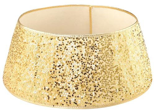 LIHAO Copri Base Albero Natale Oro Glitter, 40×20×60CM, Gonna Albero di Natale Anello per Albero di Natale