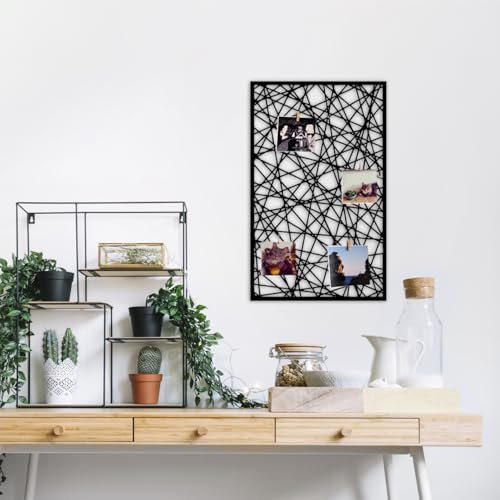 Wandgitter Schwarz,Wanddekor, Multifunktionale Gitterwand, DIY Eisen Gitter der Fotowand Dekoration, Pinnwand Foto an der Memoboard Hängen in der Familie, Küche, Fotohalter, Organizer für wand (Grid)