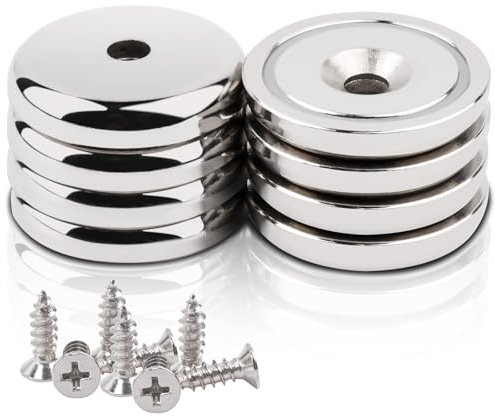 Aenienoe 8Stück Neodym Magnete 36mm Magnete Extra Stark mit Loch 52KG Kraft Topfmagnet Rund Magnet zum Anschrauben Schrauben