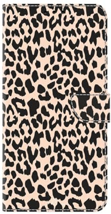 Bnvdfre Handyhülle für Samsung Galaxy A52/A52S 5G Hülle PU Leder Klapphülle Magnet Stoßfeste Kartenfach Klappbar Schutzhülle Silikon Case Cover mit Muster Motiv Flip Handytasche - Leopardenmuster