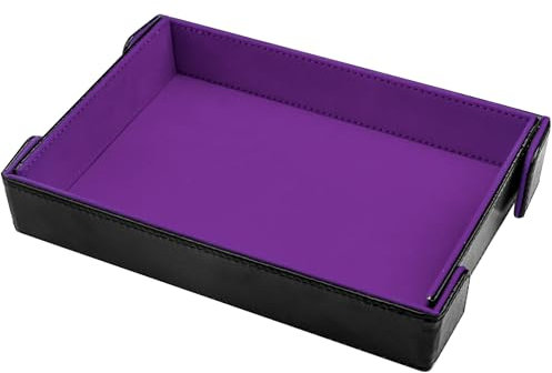 SIQUK Magnetisches Würfeltablett Rechteckiges Würfelbrett Faltbar Würfelbretter Samt Leder Würfelteller für Dungeons and Dragons, Violett
