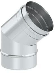 Schornstein Winkel/Bogen einwandig 45 Grad starr aus Edelstahl, Durchmesser 180 mm