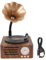Ghzste Vintage-Grammophon-Bluetooth-Lautsprecher, Tragbar, Holz-Phonograph-Form, Vintage, Drehbar, Plattenspieler-Form, Stereo-Lautsprecher für Zuhause und Büro
