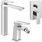 Set Miscelatori Per Lavabo Da Appoggio, Bidet E Doccia In Ottone Cromato Della Linea Kubo, Completo Di Pilette Click Clack E Corpo Da Incasso