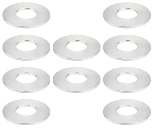 eMagTech Set mit 10 flachen Unterlegscheiben für Küchenarmatur, große Basis, Dichtungsring aus Aluminium, für Wasserleitungen, silberfarben, 70 x 30 x 3 mm