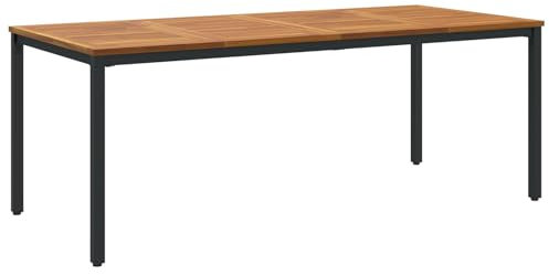vidaXL Rechteckiger Esstisch für 6 Personen | Naturholz und schwarzes Metall für Innen- und Außenbereich modernes Design einfache Pflege Familienküche Holz Möbel Groß