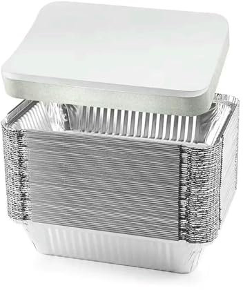 Vectella Bandejas Horno 700 Ml De Recipientes Comida Estaño Rectangular con Tapas Aluminio Caja para Hornear, Almacenamiento Alimentos-Tapa 20 Pcs-20pcs