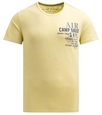 Camp David Herren T-Shirt mit Streifen-Design und Rücken-Print Yellow Sun, XXL