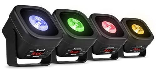BeamZ BBP12 Akku Uplight Spot 4er Set - 12 Watt LED Par Strahler Outdoor, 13h Akkulaufzeit, IP65, Magnet Clip, Bühnenbeleuchtung, Dimmer, Stroboskop, DMX & Automodi, Bühnenlicht inkl. Fernbedienung