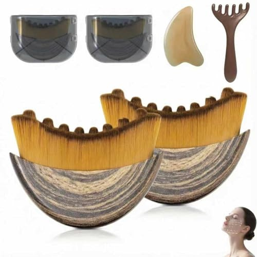 COMVASTARS 4PCS Gesichtsbürste,Lymphbürsten Gesicht,Gesichts Lymphdrainage Massagegerät,Trockenbürsten Gesichtsbürste,Kinn Und Kieferformung,Ergonomisch Gestaltet,Um Sich Genau An Die Haut Anzupassen.