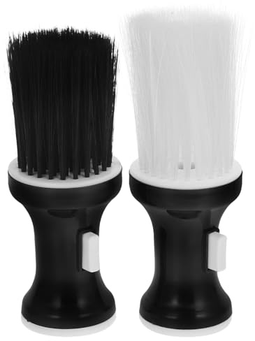 Pinsel für Barbierpuder 2 Stück-pack aus Kunststoff und Faser Weiß | Friseursalonbedarf für Barber und Haarpflege, Stand Up Base Inklusive, Leicht zu Reinigen, Handlich