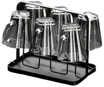 LJHFG63KUYT Verres Ensemble de 6 verres à eau avec anses et supports, tasses en verre 20 cl forme fleur pour jus(Grigio)