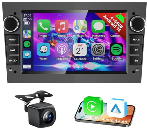 Plug&Play 4G+64G Android 15 Car Radio for Opel Astra Corsa Vauxhall Meriva Zafira Vivaro with Wireless Carplay Android Auto, 7 Inch IPS Touch Screen Car Stereo With GPS WiFi FM RDS Radio Backup Camera