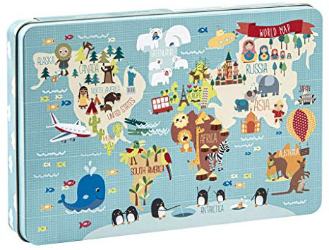 APLI apli14550 World Map Design von Martina Hogan Puzzle (24), Sortiert
