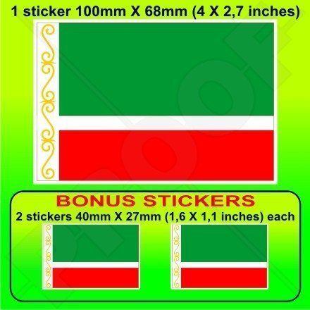 CHECHNYA Flagge der Tschetschenischen Republik Chechenskaya RUSSIA Ichkeria Russisch 100mm Auto & Motorrad Aufkleber, Vinyl Sticker x1+2 BONUS