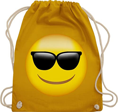Turnbeutel Rucksack - Manga & Comic Zubehör - Emoticon Sonnenbrille / Sommer Sonne - Unisize - Senfgelb - smile beutel smiley, sportbeutel umhängebeutel beuteltasche bag bags stoffbeutel tasche