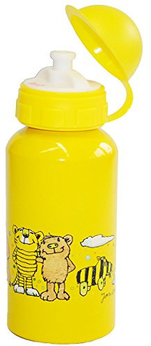 alles-meine.de GmbH Trinkflasche - Janosch/Günter Kastenfrosch - Tigerente - aus Aluminium - 400 ml - Fahrradflasche - gelb Kinder Flasche Alu Sport Kind/Trinklernflasche..