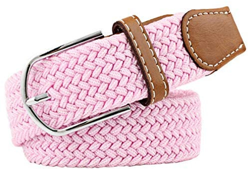 Jixin4you Unisexe Couleur Unie Ceinture Toile Élastique Casual pour Jean Pantalon Rose