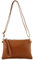 modamoda de T186 Damen Leder Clutch Umhängetasche Abendtasche handmade in Italy, Farbe:Cognac