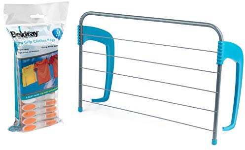 Beldray COMBO-6049 6-Bar Radiator Clothes Horse Airer with 24 Pegs, Airer Holds up to 3 KG