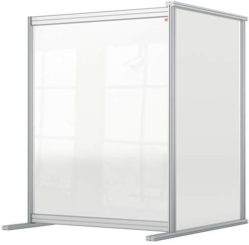 Nobo durchsichtige Schreibtisch-Trennwand aus Acryl, Freistehende Schutztrennwand, Hygieneschutz, Premium Plus, 800x1000 mm, 1915497