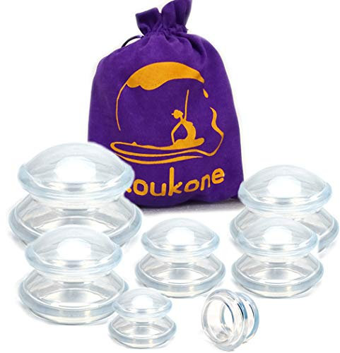 Set per terapia di coppettazione per massaggi in silicone, (7 tazze) Strumenti professionali per massaggiatori, Coppette per massaggi in silicone per alleviare il dolore alle articolazioni