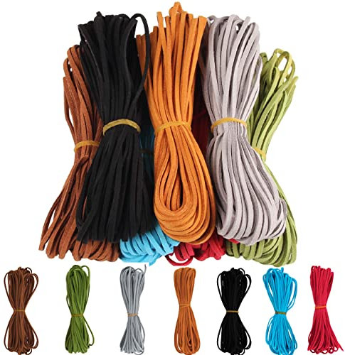 Candygirl 7 Piece Faux Suede Cord Leather Cords Beading String Lether Cord for Bracelet Necklace Jewelry Making DIY Crafts