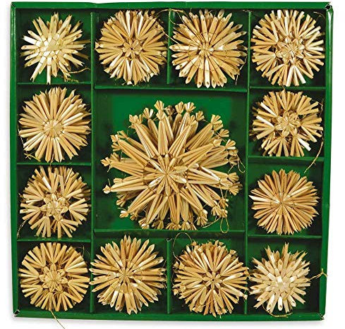 Riffelmacher Weihnachtsbaumschmuck Strohsterne 75320-50-TLG. - 6-11 cm - Christbaumschmuck Anhänger Behang