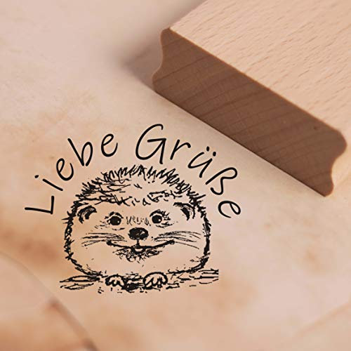 Stempel Liebe Grüße - Igel Motivstempel ca. 48 x 38 mm