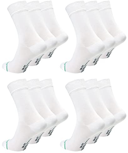 Paolo Renzo Unisex Bambus Business Socken 12 Paar Bambussocken für Damen und Herren Geruchshemmend Größe 43/46 Weiß