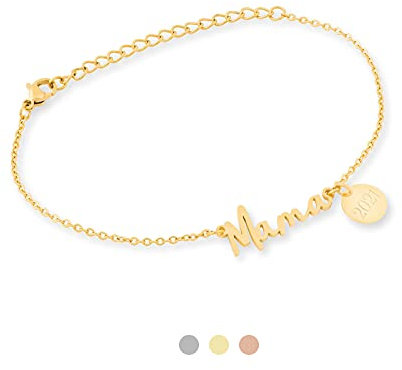 MAEVA – Mama Armband mit Namen Gravur | Personalisiertes Geschenk | Persönlicher Schmuck | Farben Silber Gold Roségold | Geschenkidee zur Geburt Muttertag