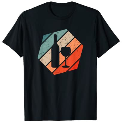Bouteille de vin et verre de vin Retro Style Vintage T-Shirt