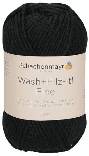Schachenmayr Wash+Filz-it! Fine 50g, 9812944-00101, Farbe:Black, Handstrickgarne onesize
