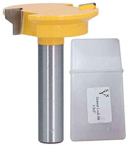 Acogedor 2 Inch Drawer Lock Bit with 1/2 Inch Shank for Drawer Front Joint Slot, Coated Alloy Steel 2 Flutes Drawer Router Bit for Woodworking