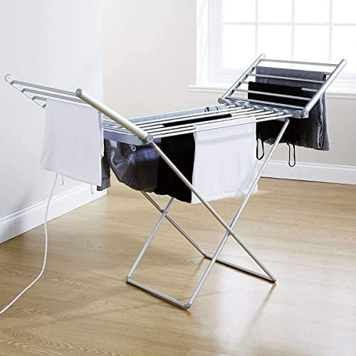 Etendoir à Linge Electrique Chauffant, Étendoir à Linge Pliable en Aluminium, Séchoir à Linge Grande d'étendage, Séchage Rapide et Sécurisé - Vêtements et Linges,