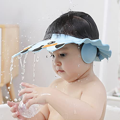 Duschhaube Baby Kleinkinder Shampoo Schutz Verstellbare Shampoo Kappe Faltbare Badekappe Baden Duschen Augenschutz Ohrenschutz Cartoon Badeschutz Wasserdichter Duschhut Kappe für Kinder ab 6 Monaten