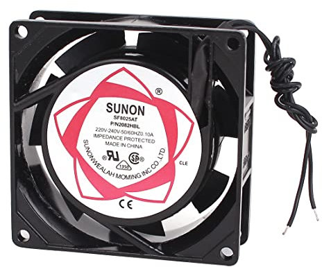 Ruilogod AC 220V 0.1A computadora sin escobillas PC CPU Ventilador de enfriamiento 80mm x 80mm x 25mm