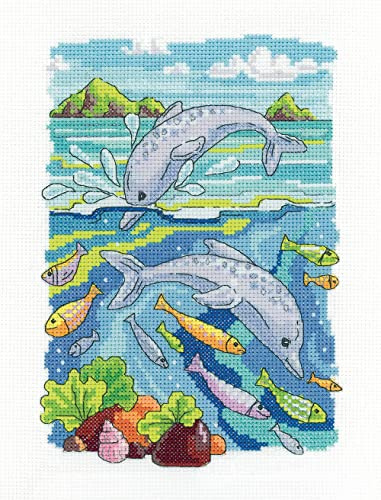 Heritage Crafts Cross Stitch Kit - Dolphins