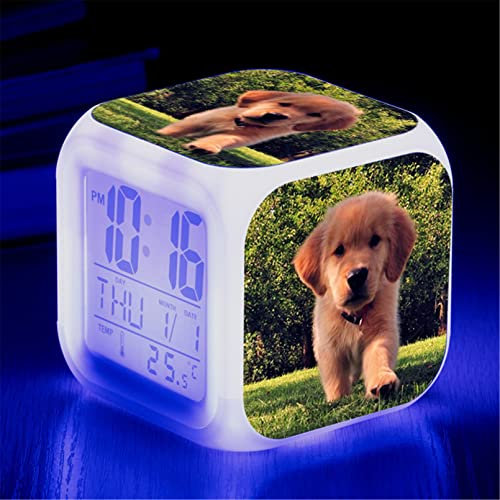 Hund Wecker für Kinder, Nachtlicht Wecker Mädchen Ohne Ticken, Aufwachen Digitaler Wecker, Kindertagsgeschenk Geschenk für Jungen Mädchen (T)